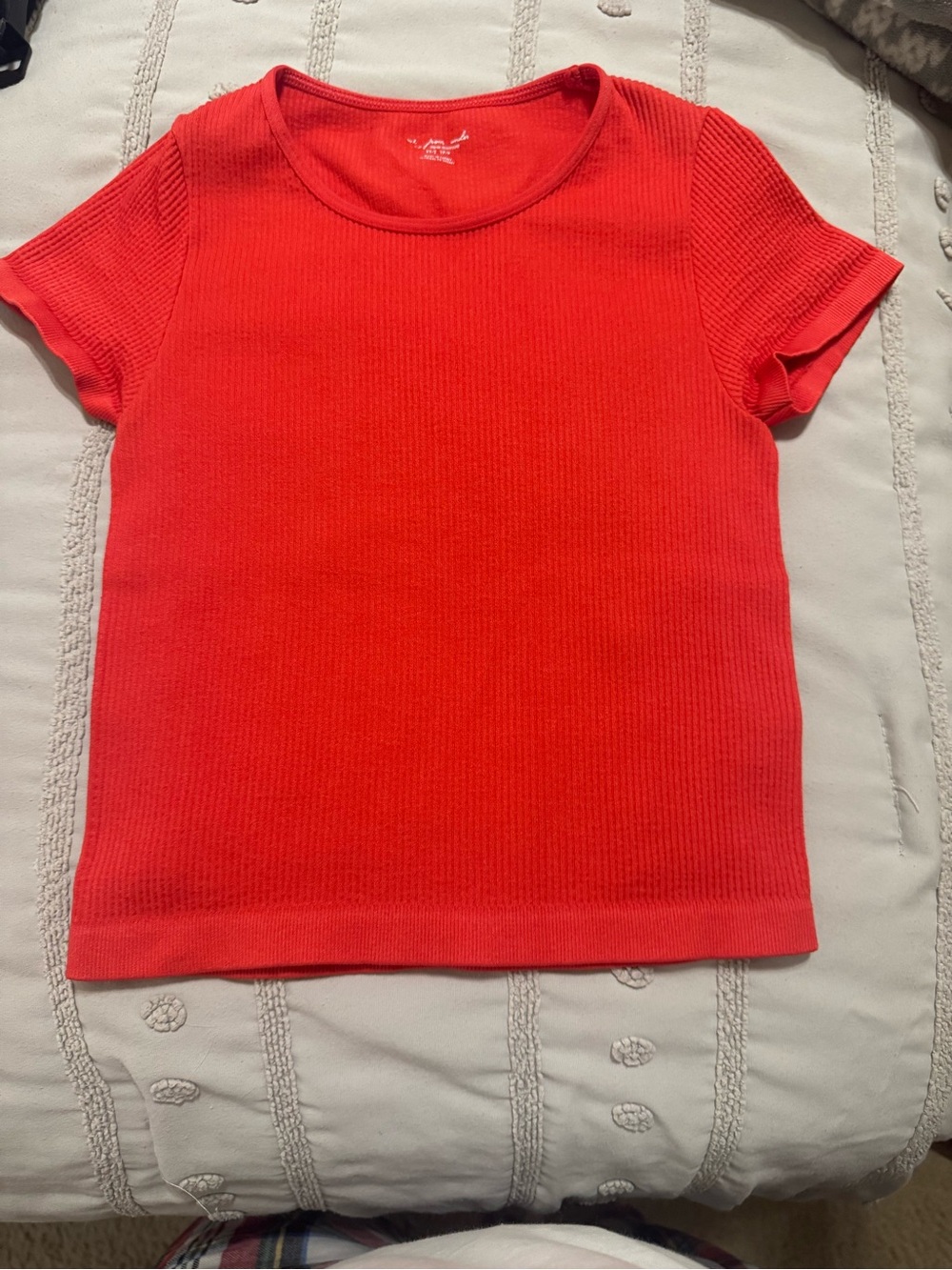 Urban Outfitters Girls' Ribbed Short-Sleeve Tee - Bright Red